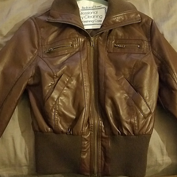Brown faux leather jacket - Picture 6 of 6
